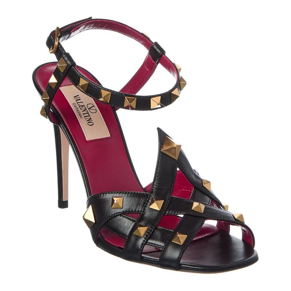 Valentino Vlogo 100 Leather Sandal, Black